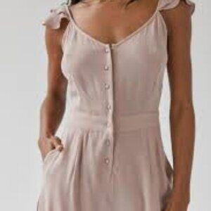URBAN OUTFITTERS NORMA BUTTON-DOWN DUSTY PINK ROMPER WOMEN SIZE SMALL